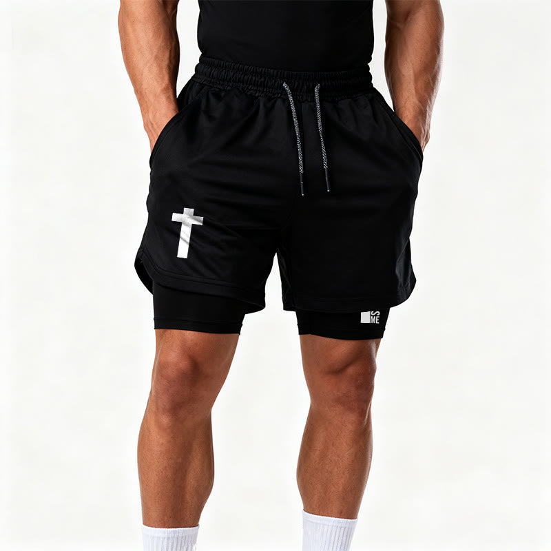 Christianartworkshop Philippians 4:13 Cross Vertical Scripture  Drawstring Faith Shorts - image 15