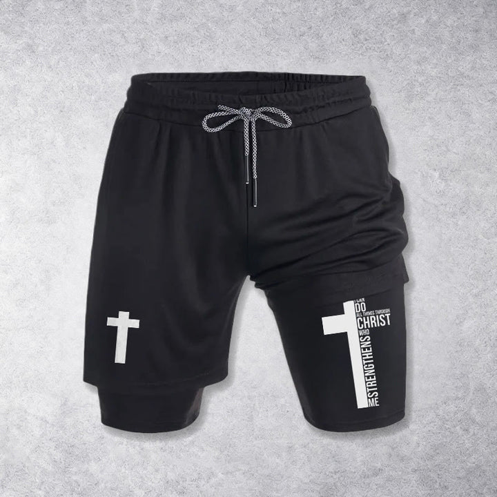 Christianartworkshop Philippians 4:13 Cross Vertical Scripture  Drawstring Faith Shorts - image 10
