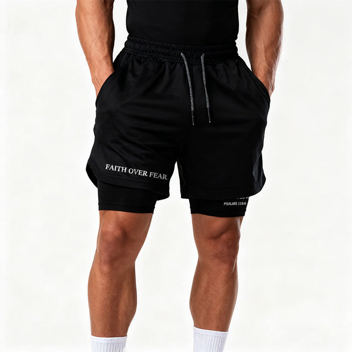 Christianartworkshop Faith Over Fear Matching Dual Print Psalm 118:6 Verse Drawstring Faith Shorts - image 15