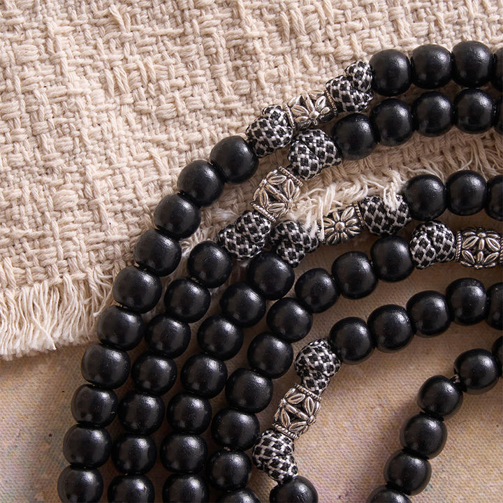 Christianartworkshop 15 Decade Paracord Matte Black Bead Carved Floral Spacer Sacred Rosary - image 5
