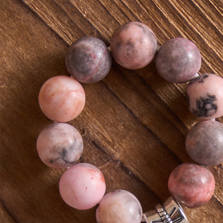 Christianartworkshop Natural Veined Pink Opal Floral Border Crucifix Finger Rosary - image 4