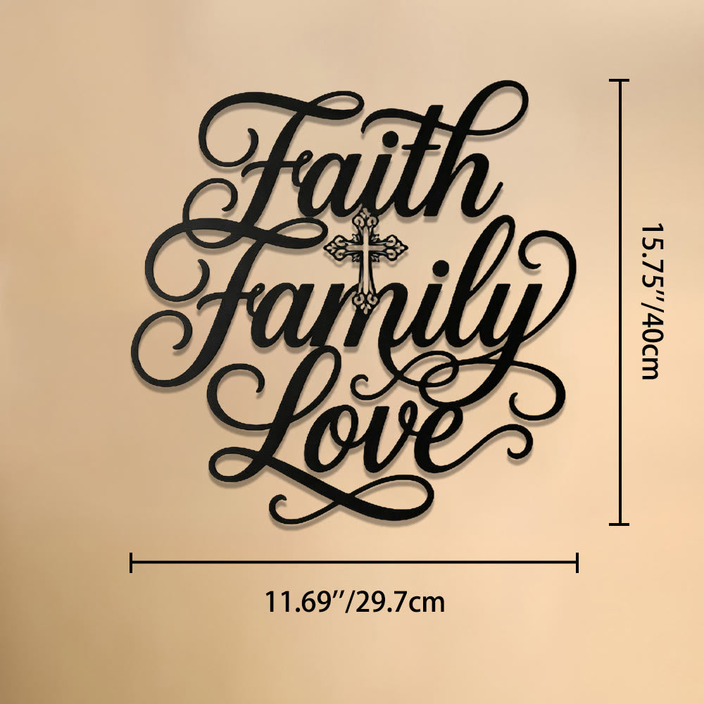 Christianartworkshop Faith Family Love Script Cross Accent Metal Wall Decor: Timeless Emblem of Sacred Household Blessing - 11.69''*15.75''*0.04''/29.7cm*40cm*0.1cm - image 8