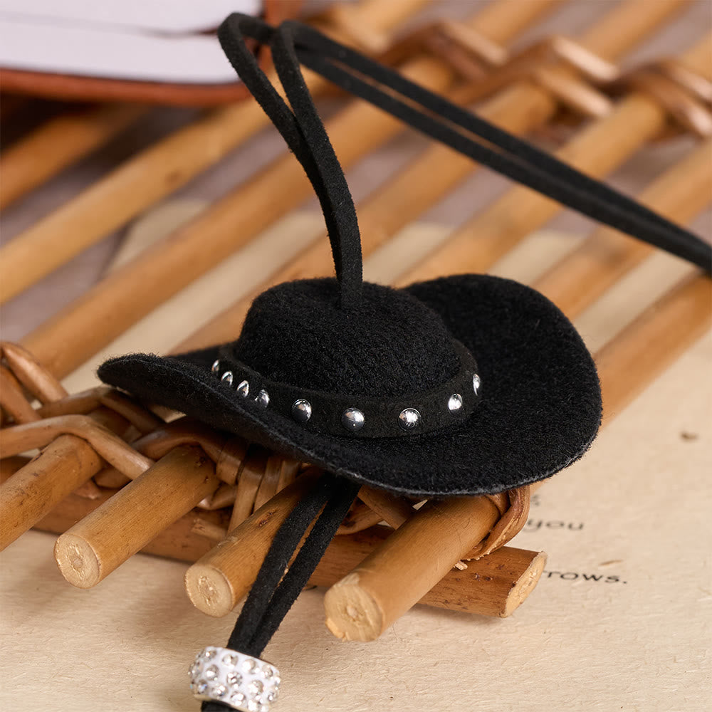 Christianartworkshop Western Style Plush Cowboy Hat Simple Black Cross Car Pendant: A Reminder of Steadfast Spiritual Peace on Every Drive - image 3