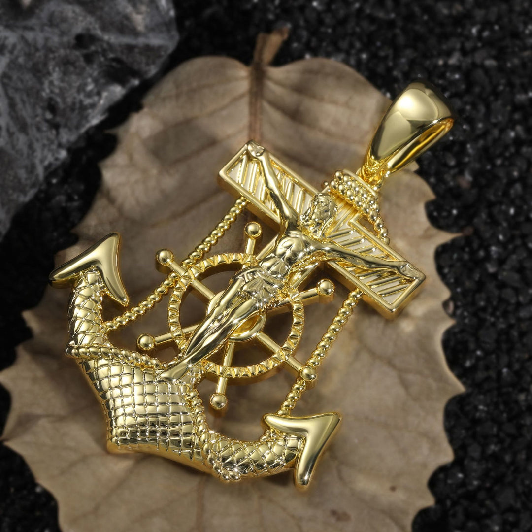 Christianartworkshop Integrated Ship Wheel Crucifix Anchor Pendant: Timeless Emblem of Steadfast Spiritual Trust - image 3