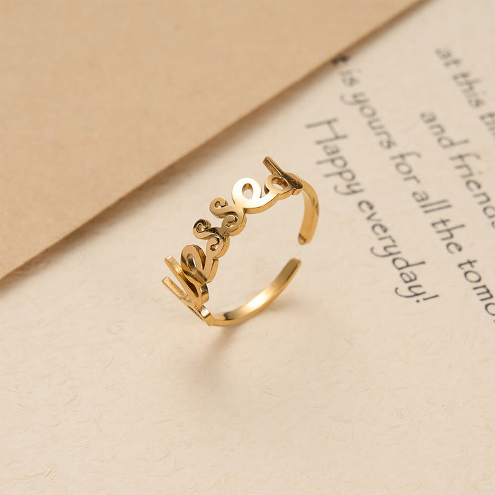 Christianartworkshop Cursive Blessed Word Open Adjustable Ring: Personalized Emblem of Steadfast Heavenly Faith - image 2