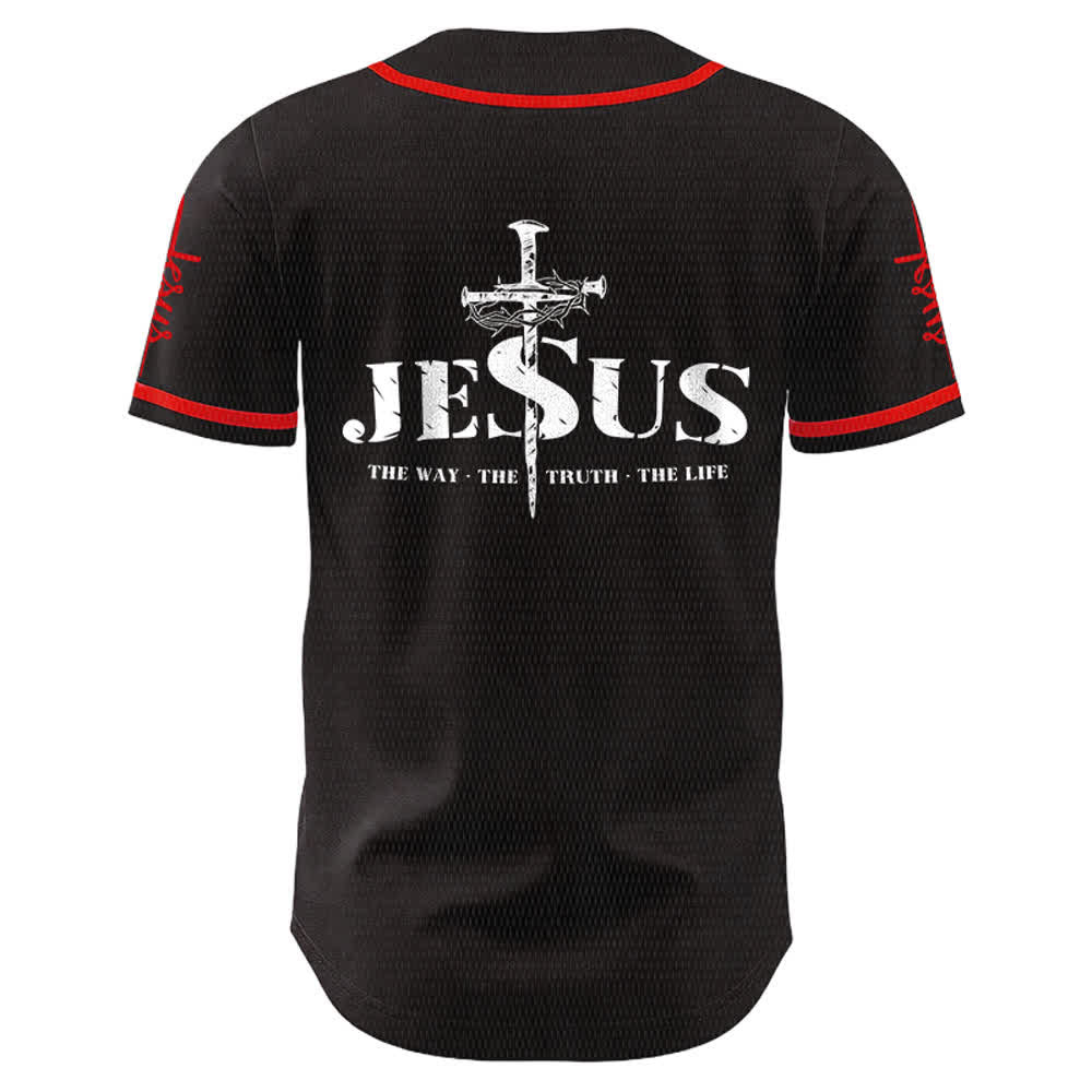Christianartworkshop Jesus Cross Nail and Crown of Thorns Baseball Jersey - image 9