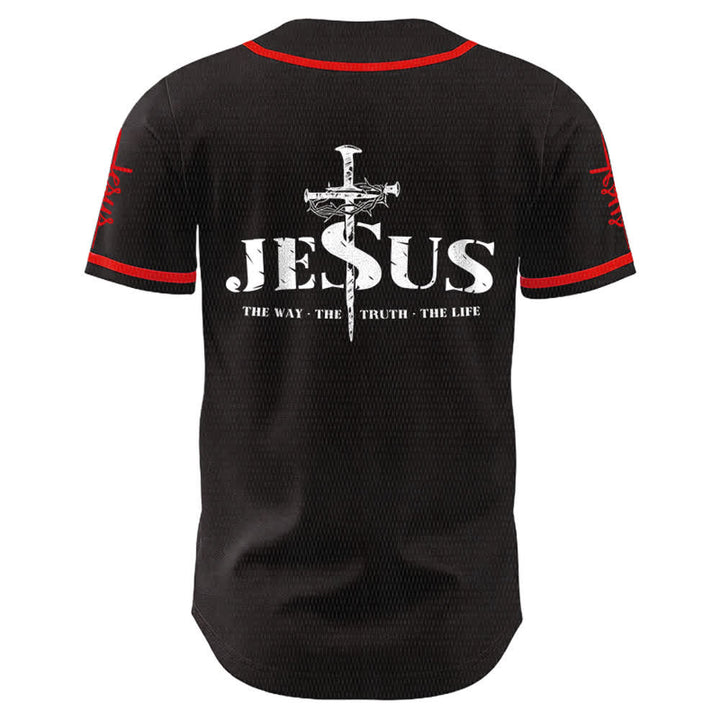 Christianartworkshop Jesus Cross Nail and Crown of Thorns Baseball Jersey - image 9