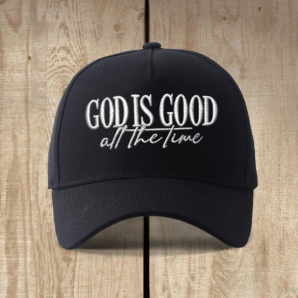Christianartworkshop God Is Good All The Time Embroidered Casual Faith Baseball Cap - Solid Black - image 4