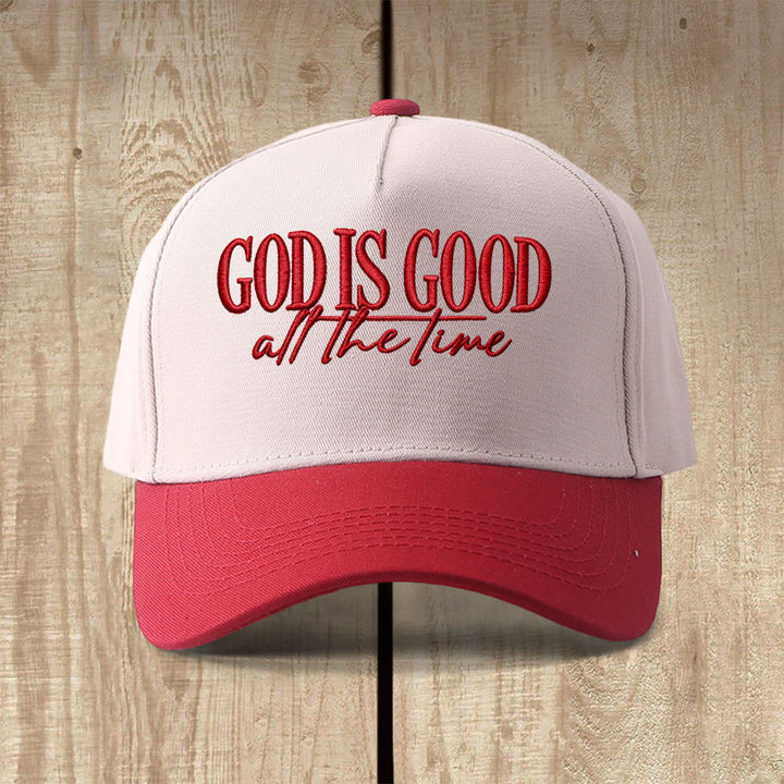 Christianartworkshop God Is Good All The Time Embroidered Casual Faith Baseball Cap - Wine - image 9