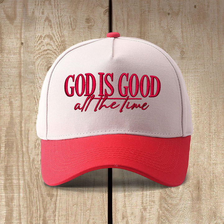 Christianartworkshop God Is Good All The Time Embroidered Casual Faith Baseball Cap - Red - image 5
