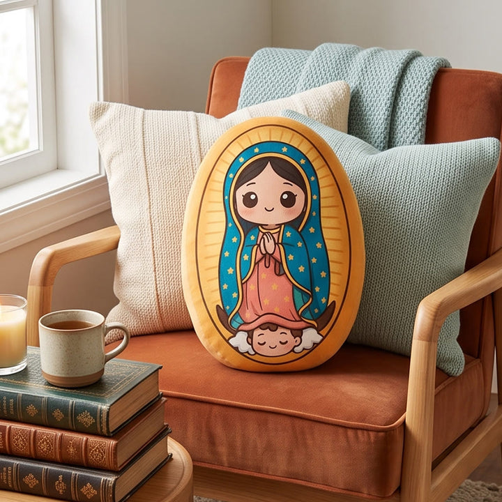 Christianartworkshop Cute Our Lady of Guadalupe Cartoon Shaped Plush Pillow: Cozy Faith-Inspired Home Decor - image 3