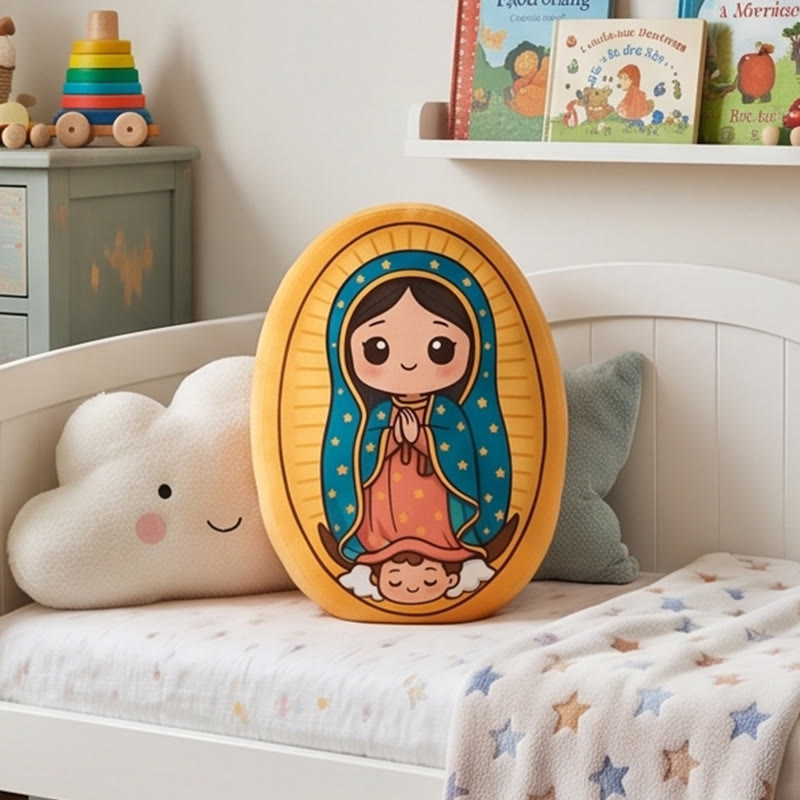 Christianartworkshop Cute Our Lady of Guadalupe Cartoon Shaped Plush Pillow: Cozy Faith-Inspired Home Decor - image 2