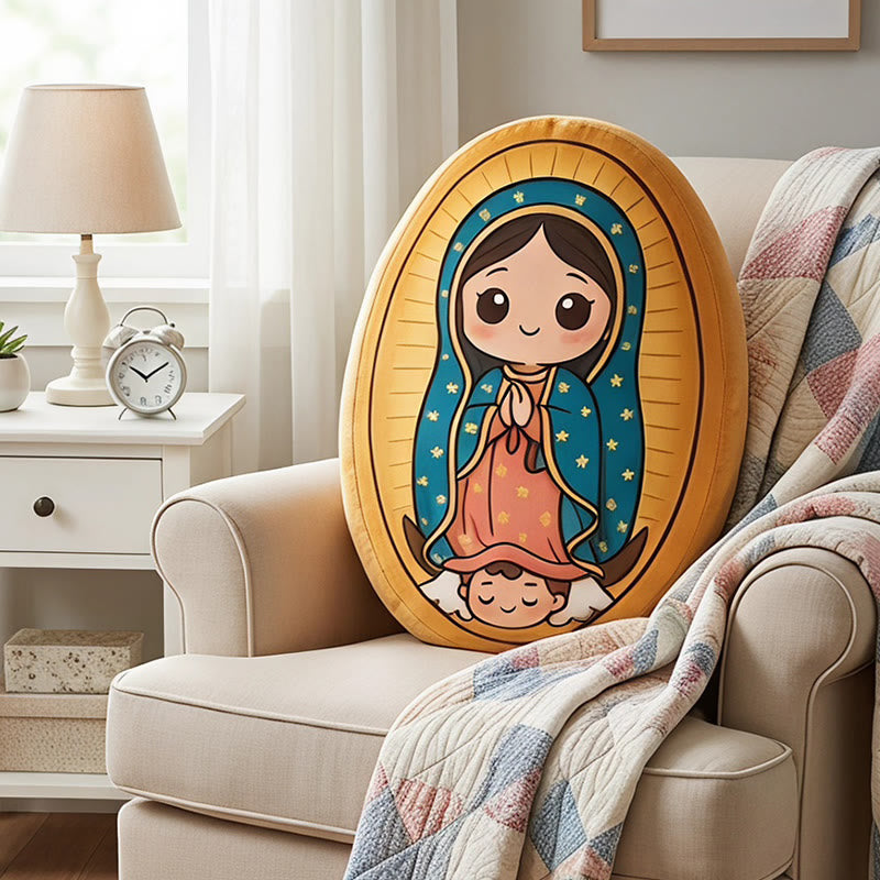 Christianartworkshop Cute Our Lady of Guadalupe Cartoon Shaped Plush Pillow: Cozy Faith-Inspired Home Decor - image 1