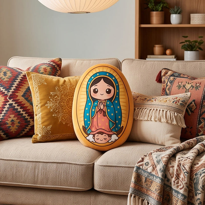 Christianartworkshop Cute Our Lady of Guadalupe Cartoon Shaped Plush Pillow: Cozy Faith-Inspired Home Decor - image 4