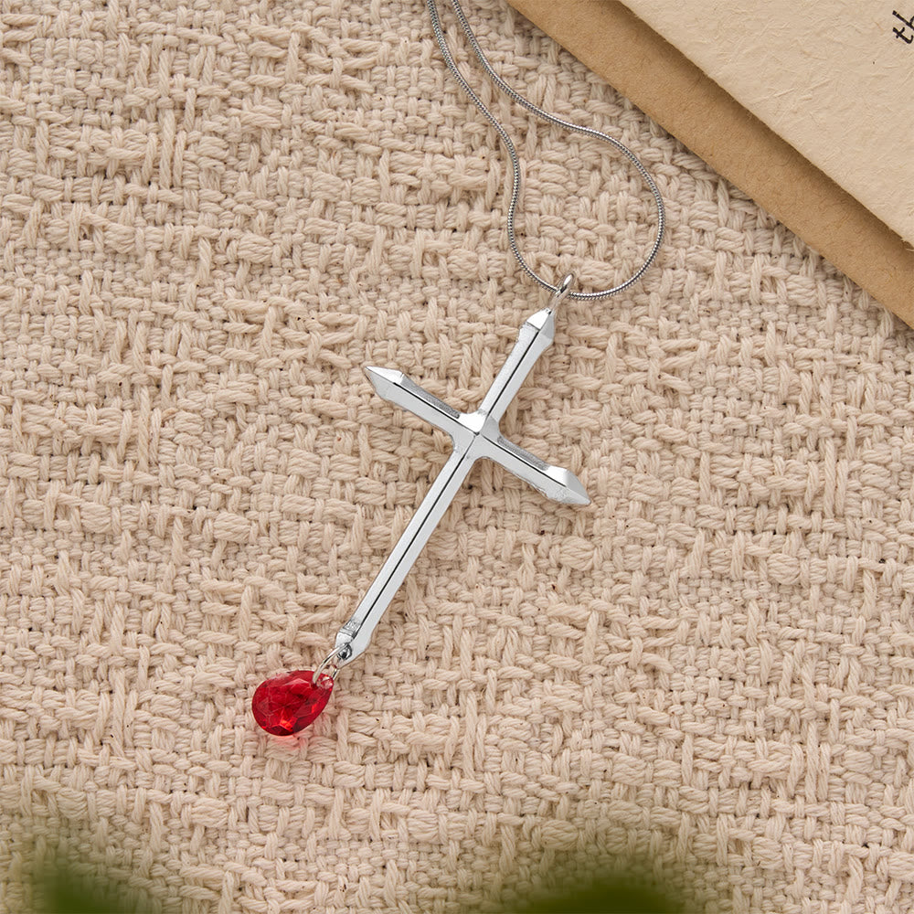 Christianartworkshop Sword Cross Necklace with Red Zircon Drop: A Sacred Keepsake for Believers - image 3