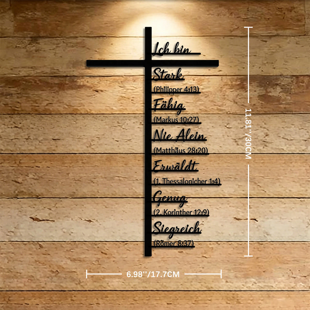 Christianartworkshop Vertical Cross German Identity Bible Verse Metal Wall Decor: Timeless Emblem of Sacred Redemptive Grace - 6.98''*11.81''*0.04''/17.7cm*30cm*0.1cm - image 4