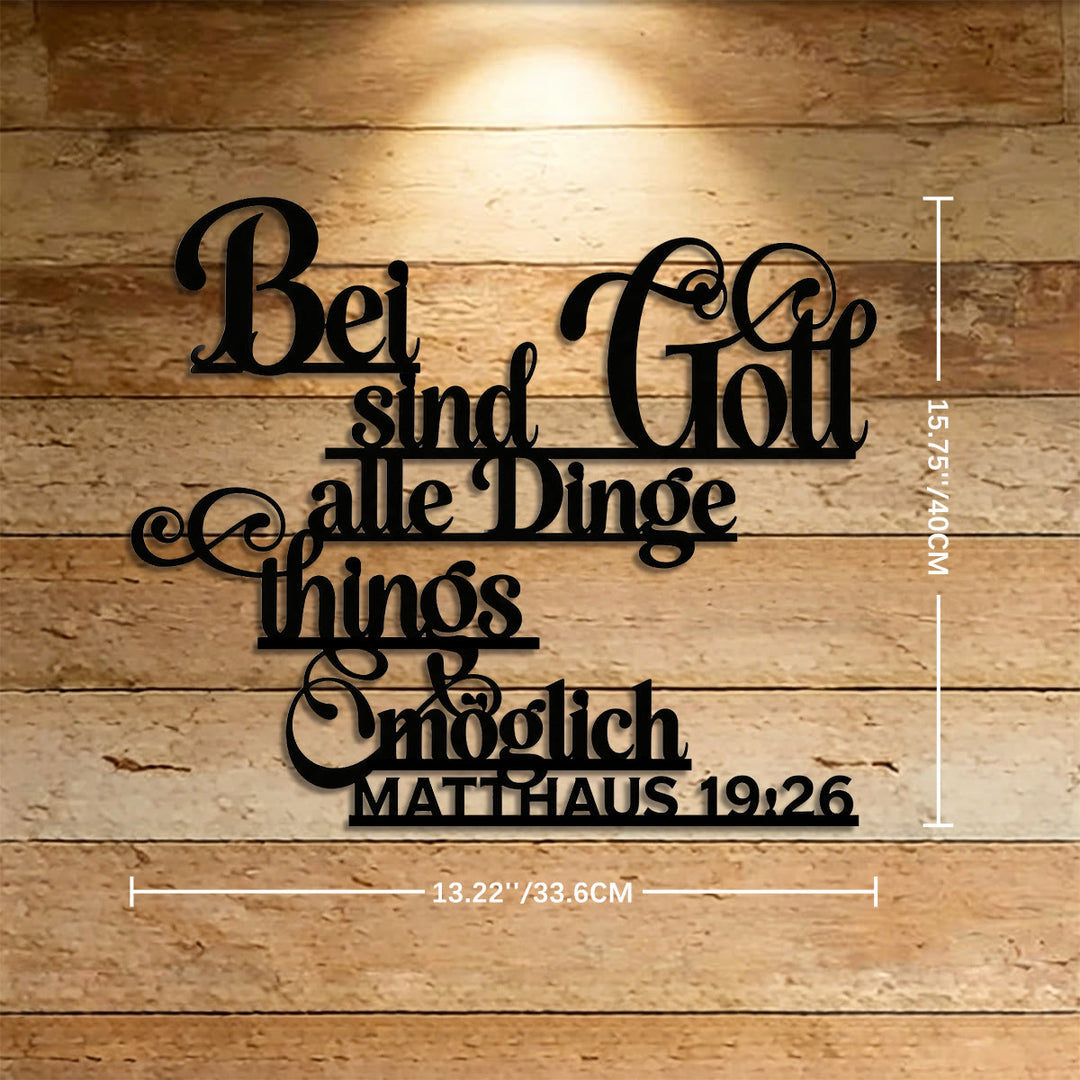 Christianartworkshop Flourish Cursive German Matthew 19:26 Scripture Metal Wall Decor: Timeless Emblem of Sacred Redemptive Grace - 15.75''*13.22''*0.04''/40cm*33.6cm*0.1cm - image 5