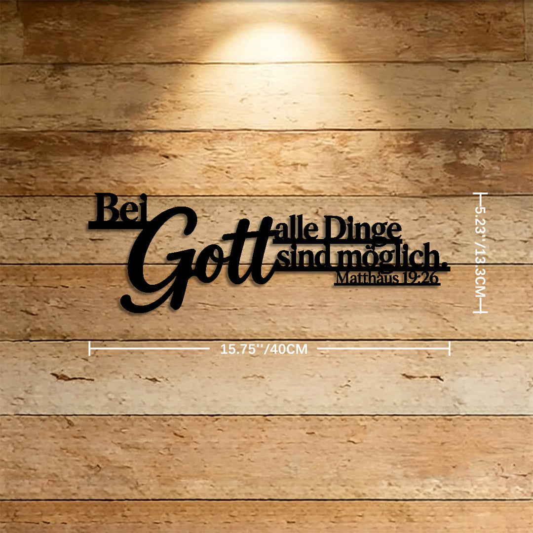 Christianartworkshop Oversized Flourish Gott Script Matthew 19:26 German Scripture Metal Wall Decor: Timeless Emblem of Sacred Redemptive Grace - 15.75''*5.23''*0.04''/40cm*13.3cm*0.1cm - image 5