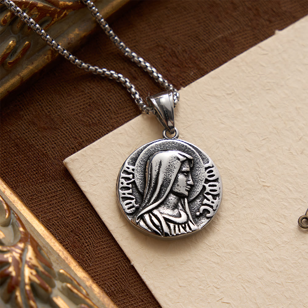 Christianartworkshop Classic Style Jesus & Mary Two Style Icon Faith Pendant Necklace - Jesus & Our Lady Dual-Sided - image 0