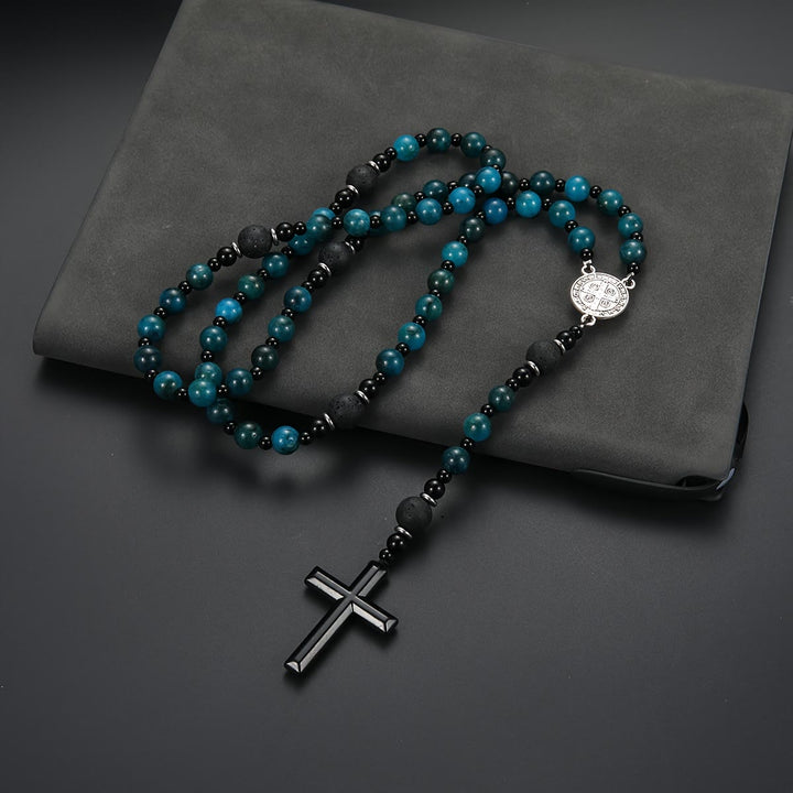 Christianartworkshop Blue Tiger's Eye Rosary: Timeless Emblem of Gentle Heavenly Guardianship - image 1