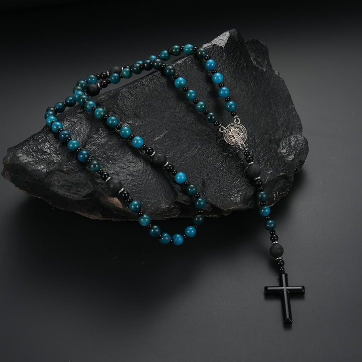Christianartworkshop Blue Tiger's Eye Rosary: Timeless Emblem of Gentle Heavenly Guardianship - image 2