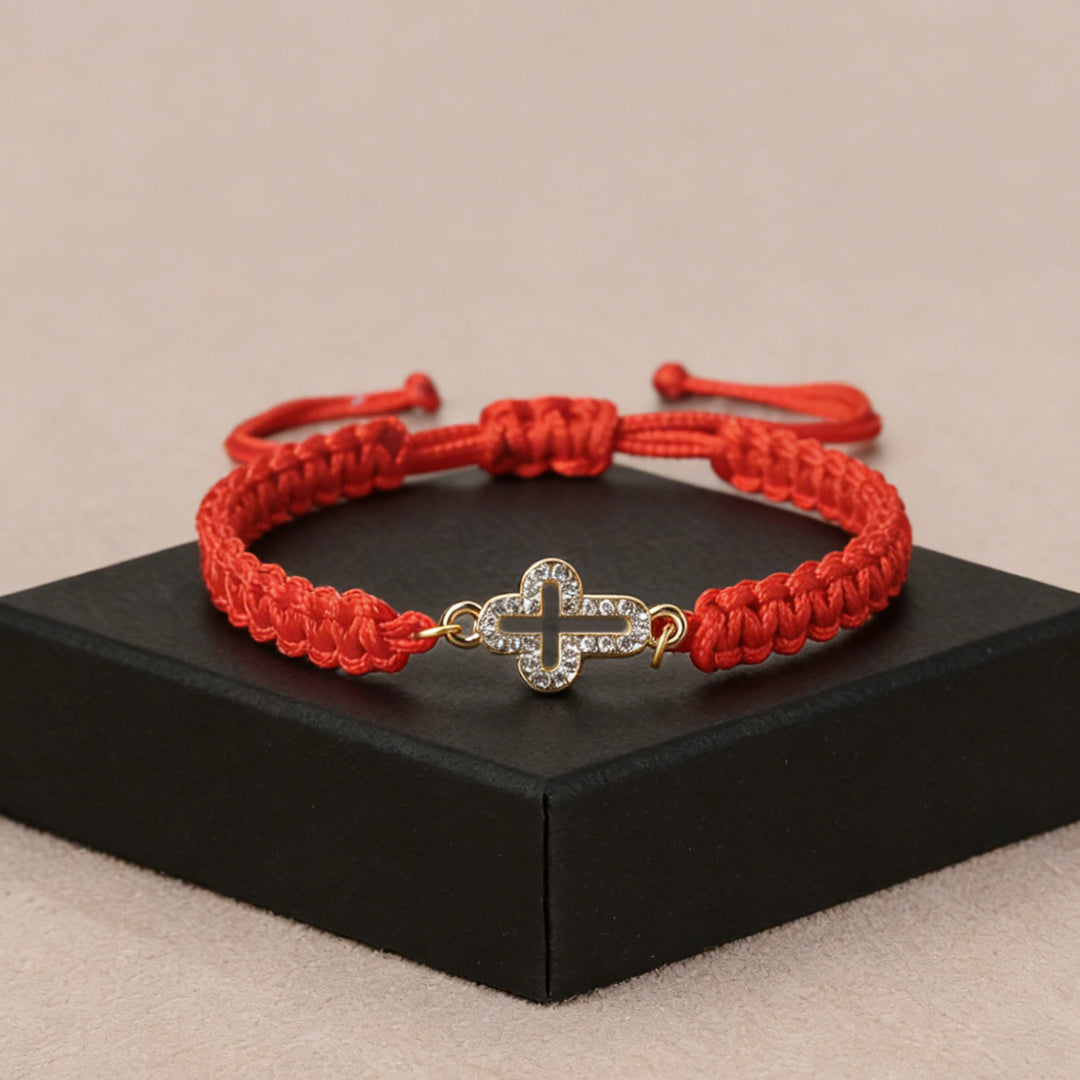 Christianartworkshop Sacred Cross Woven Cord Wrist Bracelet: Personalized Emblem of Abiding Divine Tenderness - Red - image 5