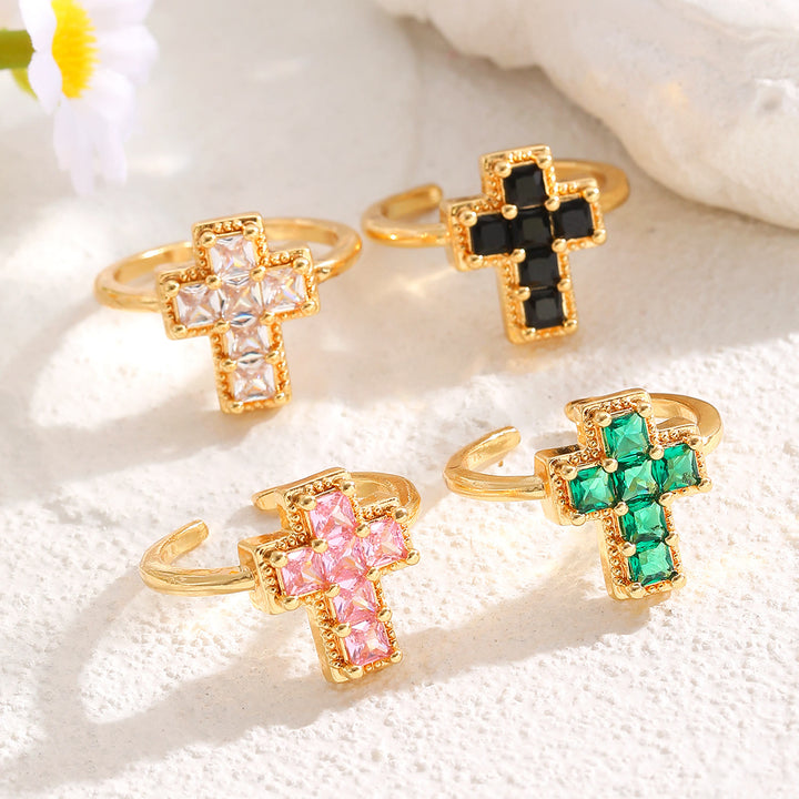Christianartworkshop Multi-Tone Framed Cross Adjustable Faith Ring: Timeless Emblem of Unshakable Sacred Faith - image 0