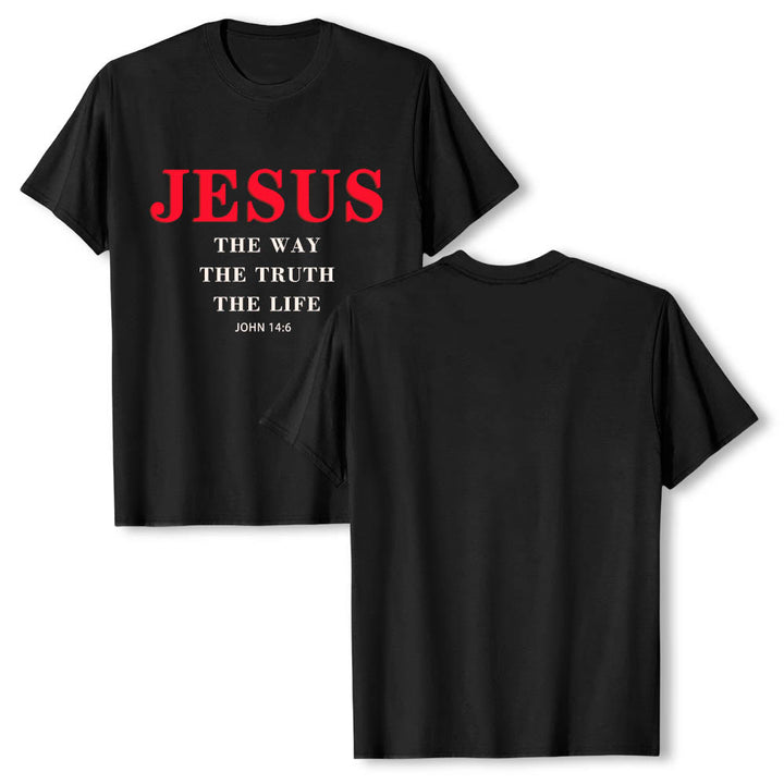 Christianartworkshop Large Bold Serif JESUS The Way The Truth The Life John 14:6 Print Premium Short Sleeve T-Shirt - image 13