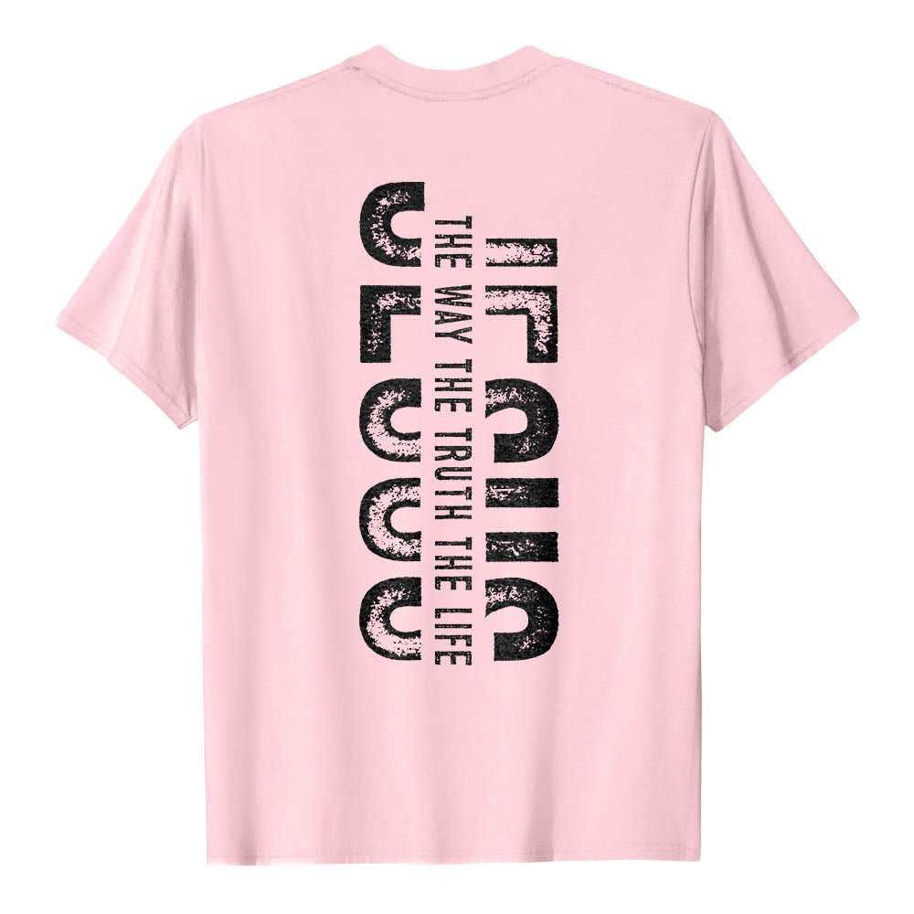 Christianartworkshop Front Cross Back Vertical Distressed JESUS The Way The Truth The Life Premium Short Sleeve T-Shirt - image 26
