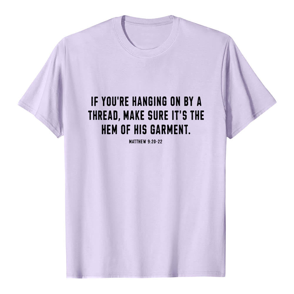 Christianartworkshop If You're Hanging On By A Thread Matthew 9:22 Front Shepherd & Sheep Drawing Back Premium Short Sleeve T-Shirt - image 13
