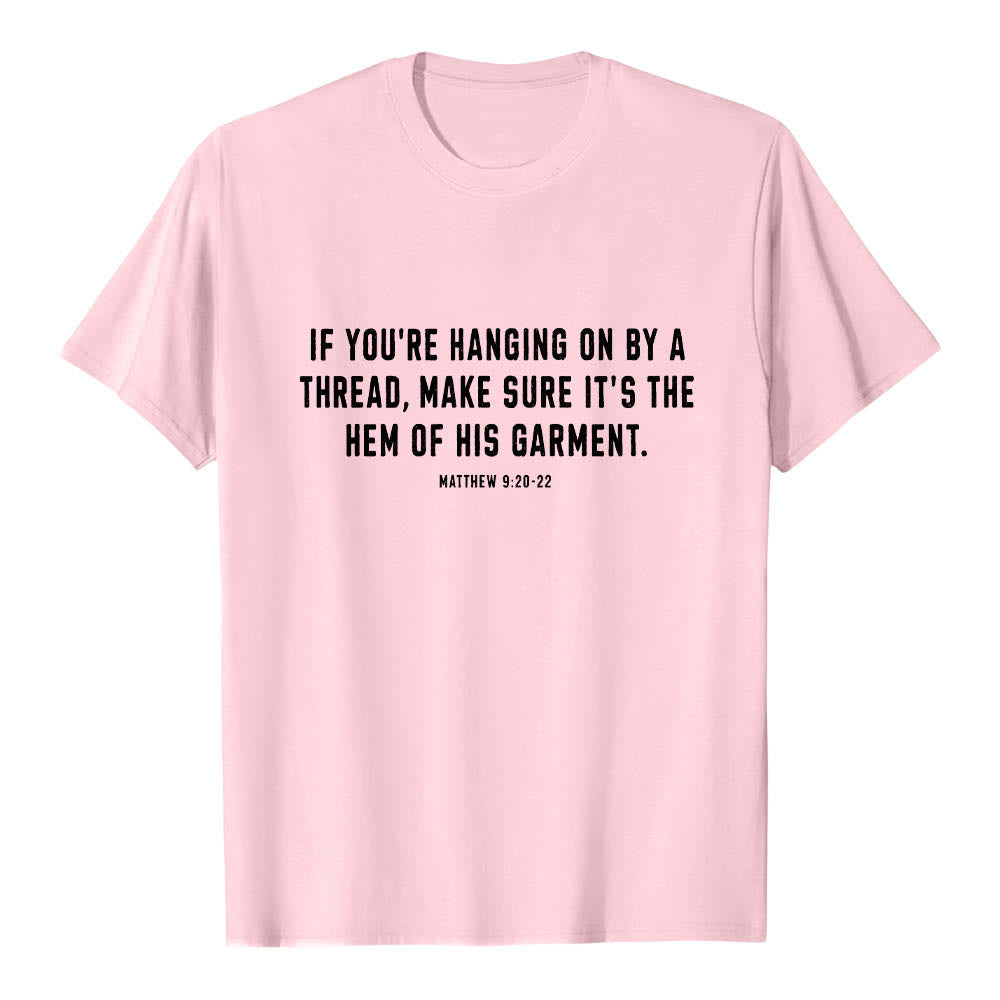 Christianartworkshop If You're Hanging On By A Thread Matthew 9:22 Front Shepherd & Sheep Drawing Back Premium Short Sleeve T-Shirt - image 25