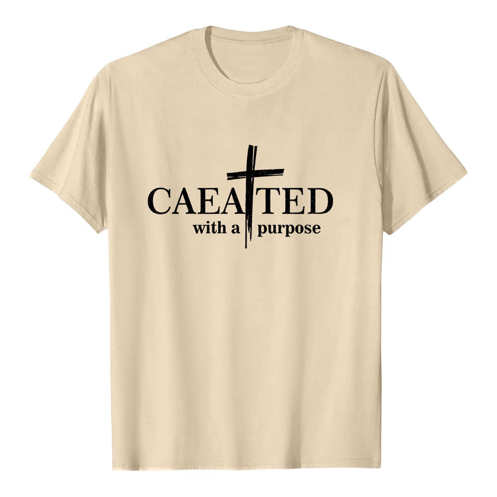 Christianartworkshop Created With A Purpose Brush Stroke Cross Split Main Word Premium Short Sleeve T-Shirt - Beige - 2XL - image 18