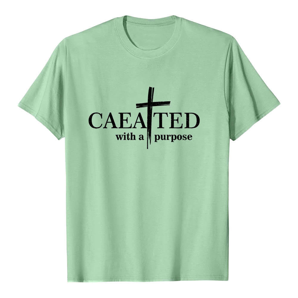 Christianartworkshop Created With A Purpose Brush Stroke Cross Split Main Word Premium Short Sleeve T-Shirt - Light Green - 2XL - image 21