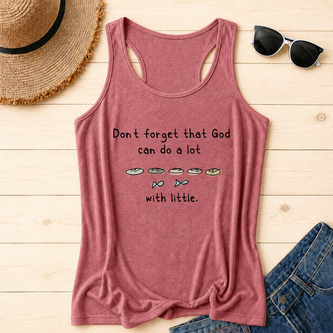 Christianartworkshop Don't Forget That God Can Do A Lot With Little Five Loaves Two Fish Line Sketch Graphic Racerback Tank Top - Pink - 2XL - image 18