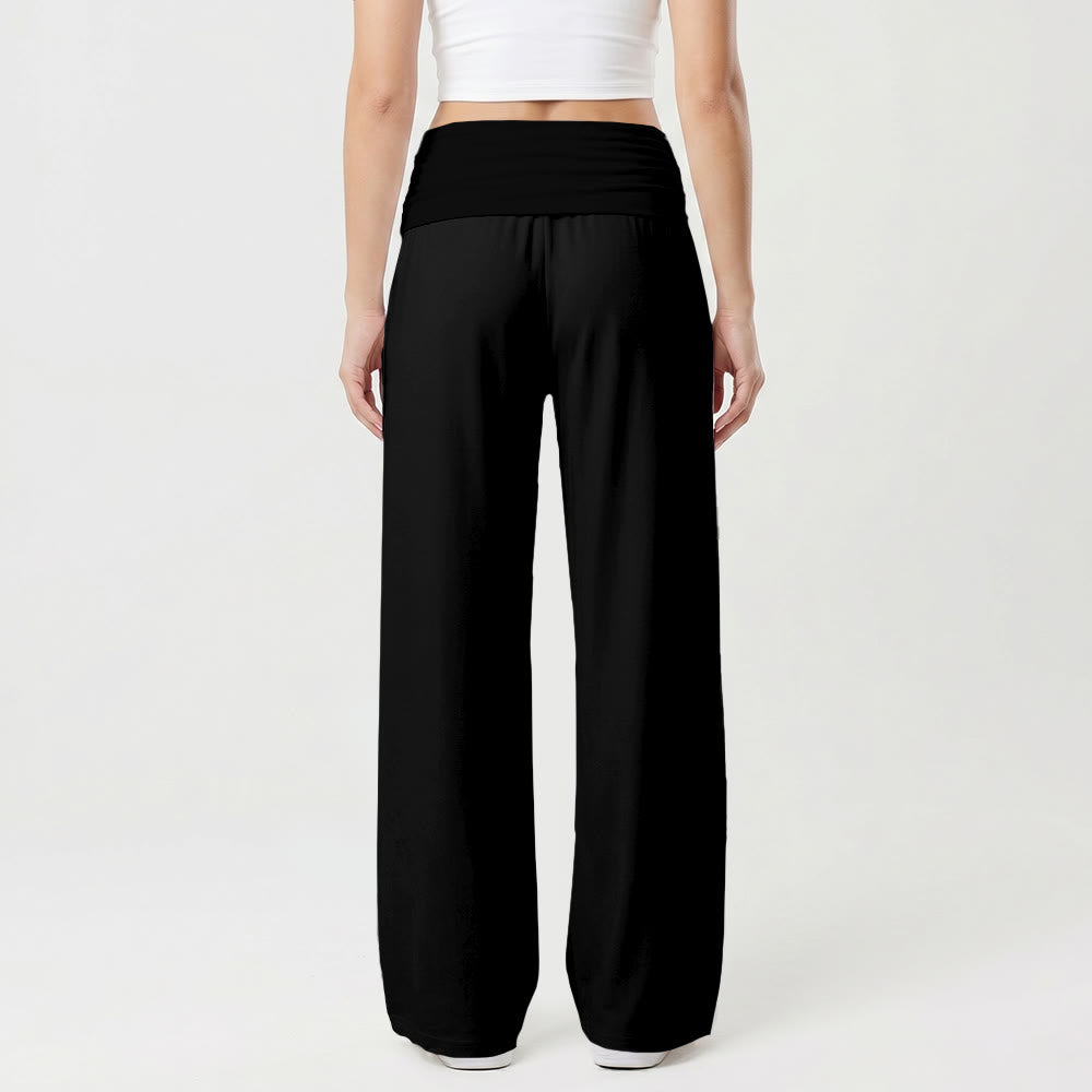 Christianartworkshop Vertical Cursive Faith Handwriting Print Fold Over High Waist Wide Leg Pants - image 2