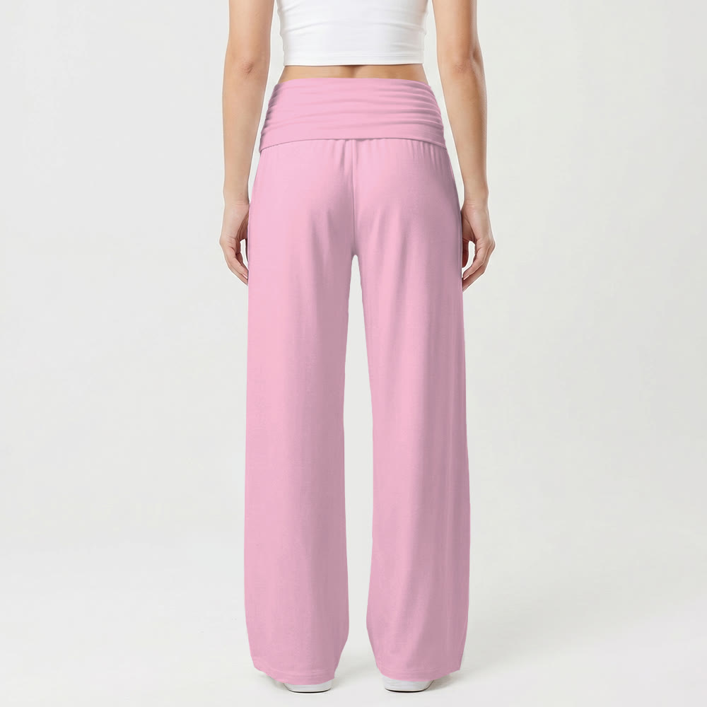 Christianartworkshop Vertical Cursive Faith Handwriting Print Fold Over High Waist Wide Leg Pants - image 11