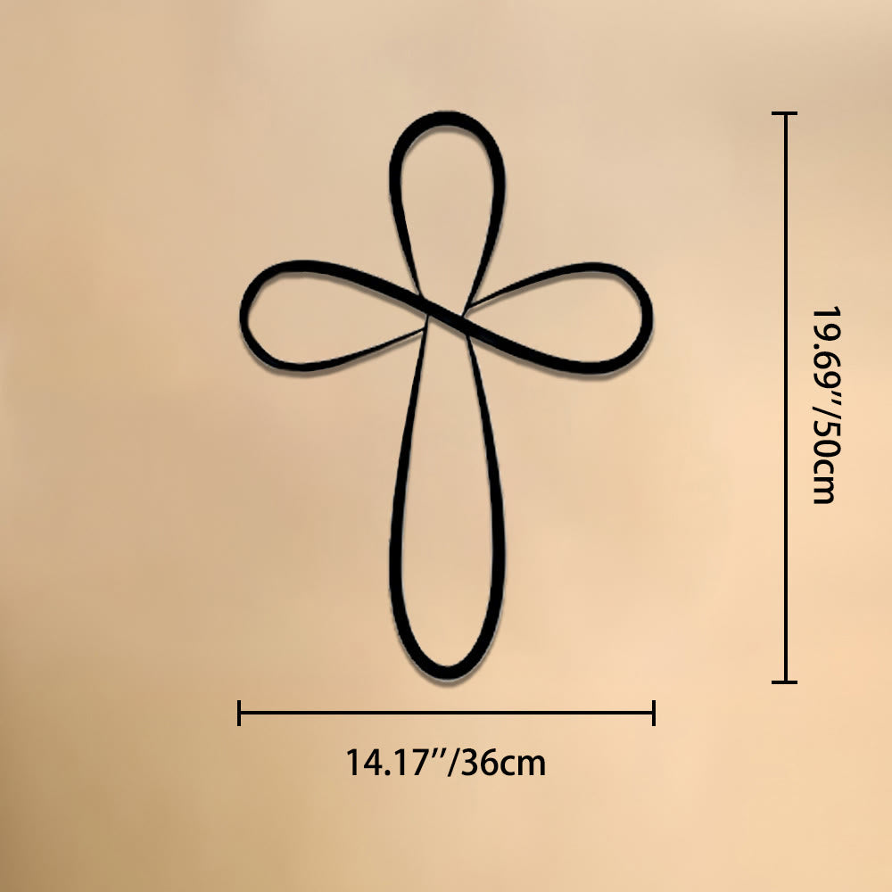 Christianartworkshop Minimalist Infinity Loop Single Line Cross Metal Wall Decor: Timeless Emblem of Sacred Redemptive Grace - 14.17''*19.69''*0.05''/36cm*50cm*0.12cm - image 8
