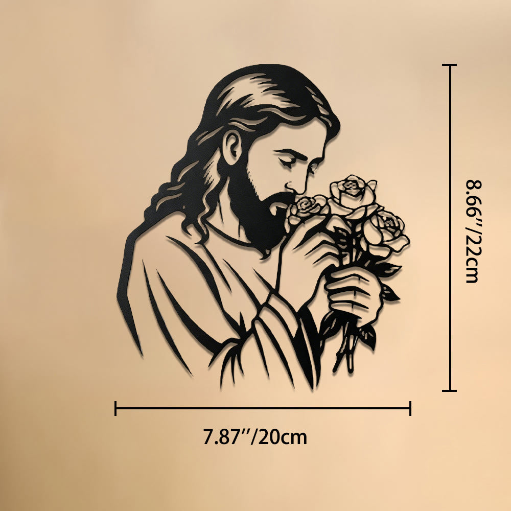 Christianartworkshop Jesus Holding Rose Metal Wall Decor: Timeless Emblem of Sacred Redemptive Grace - 7.87''*8.66''*0.04''/20cm*22cm*0.1cm - image 8