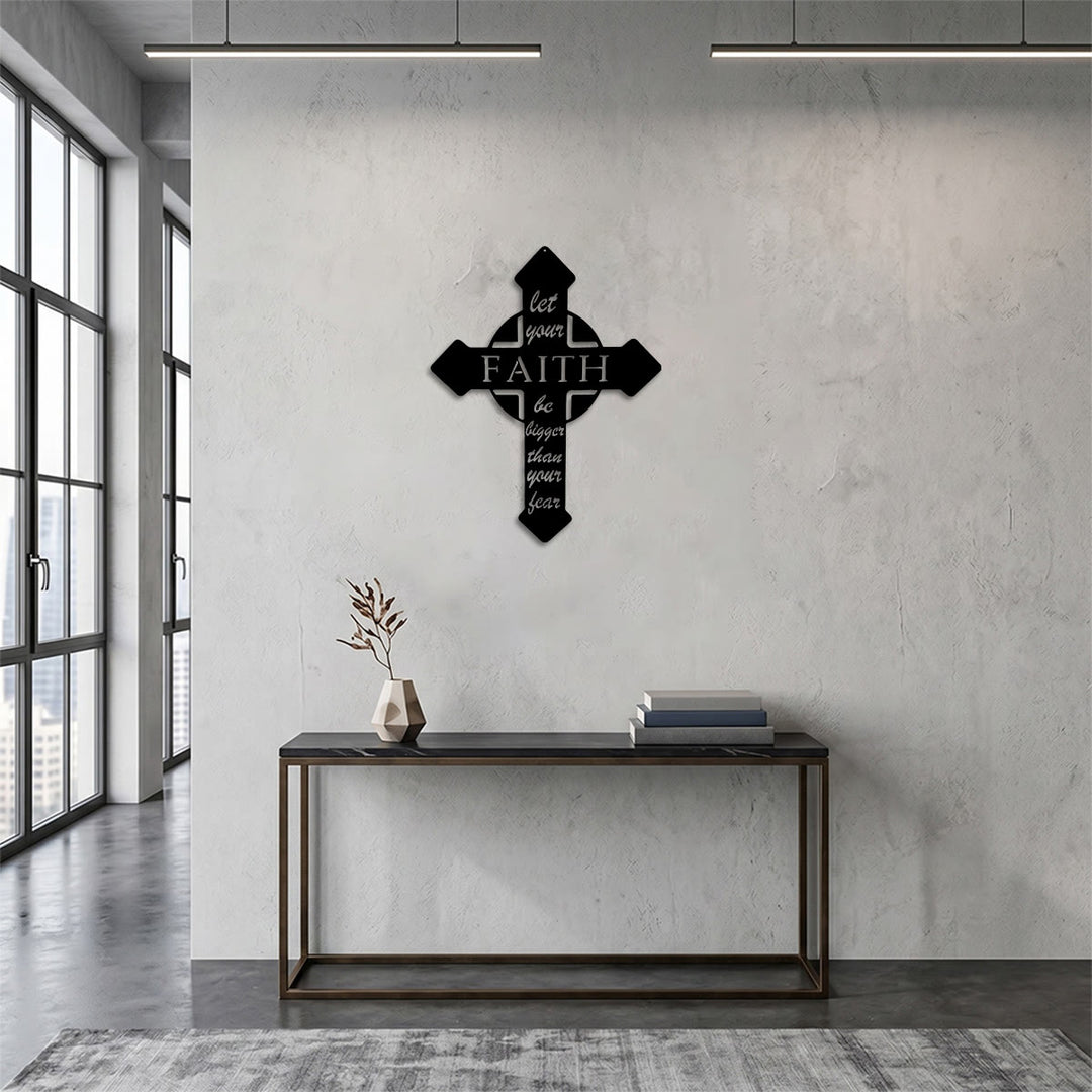 Christianartworkshop Pointed Tip Cross Let Your Faith Be Bigger Than Your Fear Metal Wall Decor: Timeless Emblem of Sacred Redemptive Grace - image 3