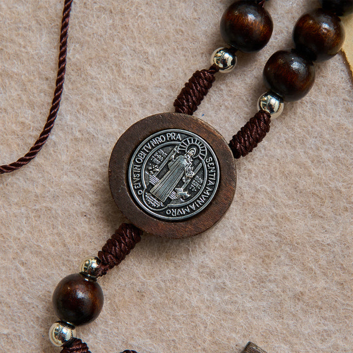 Christianartworkshop Round Bead Car Rosary Crucifix Our Lady Embossed Medal Car Hanging Pendant: A Reminder of Merciful Divine Protection on Every Trip - image 5
