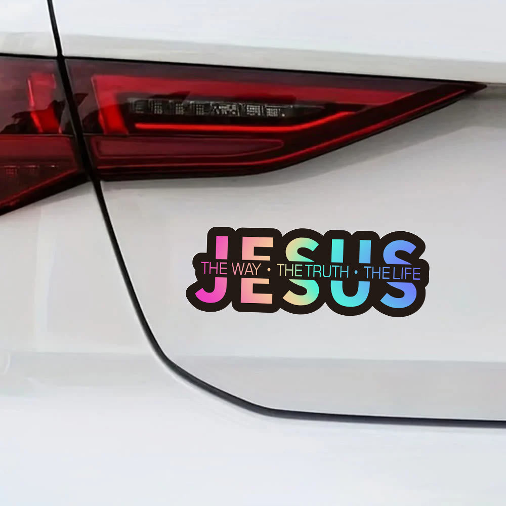 Christianartworkshop Bold Outline JESUS The Way The Truth The Life Letter Car Window Sticker: A Symbol of Abiding Faith & Divine Safeguard - Multi-Color - image 6