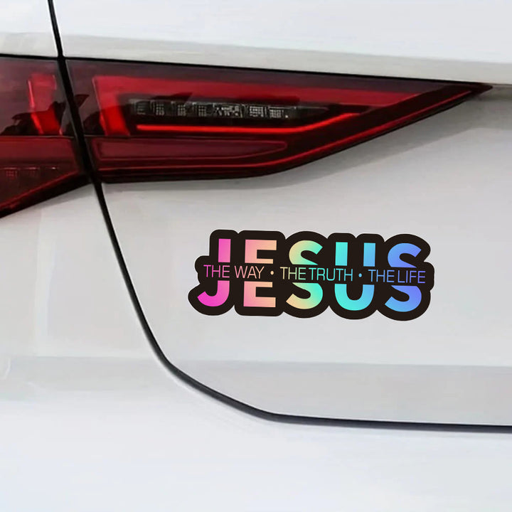 Christianartworkshop Bold Outline JESUS The Way The Truth The Life Letter Car Window Sticker: A Symbol of Abiding Faith & Divine Safeguard - Multi-Color - image 6