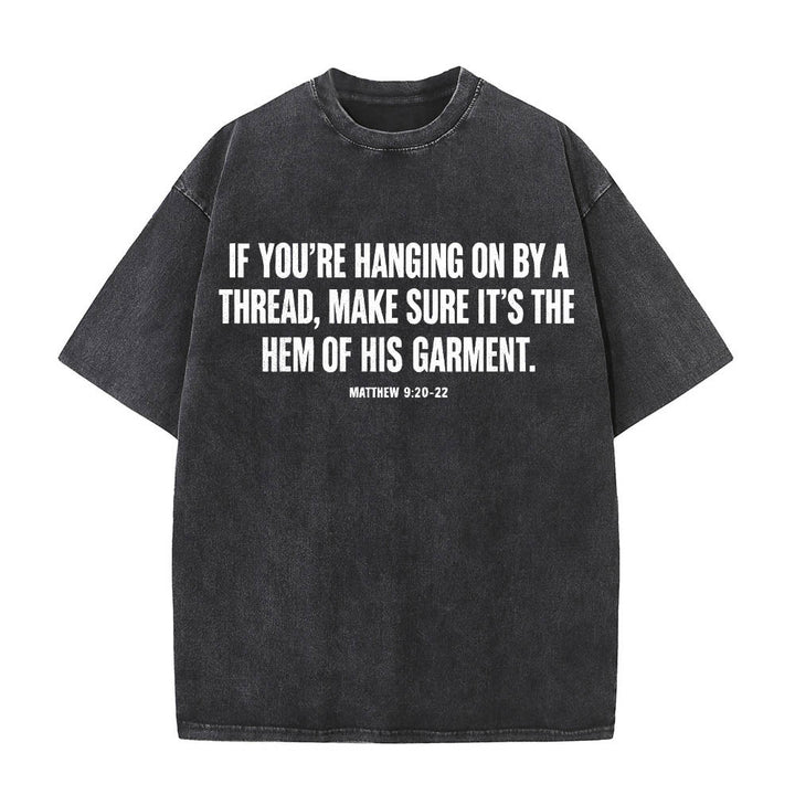 Christianartworkshop Matthew 9:20‑22 Faith Quote Front Bleeding Woman Touch Christ Robe Line Art Rear Print Washed T‑Shirt - image 10