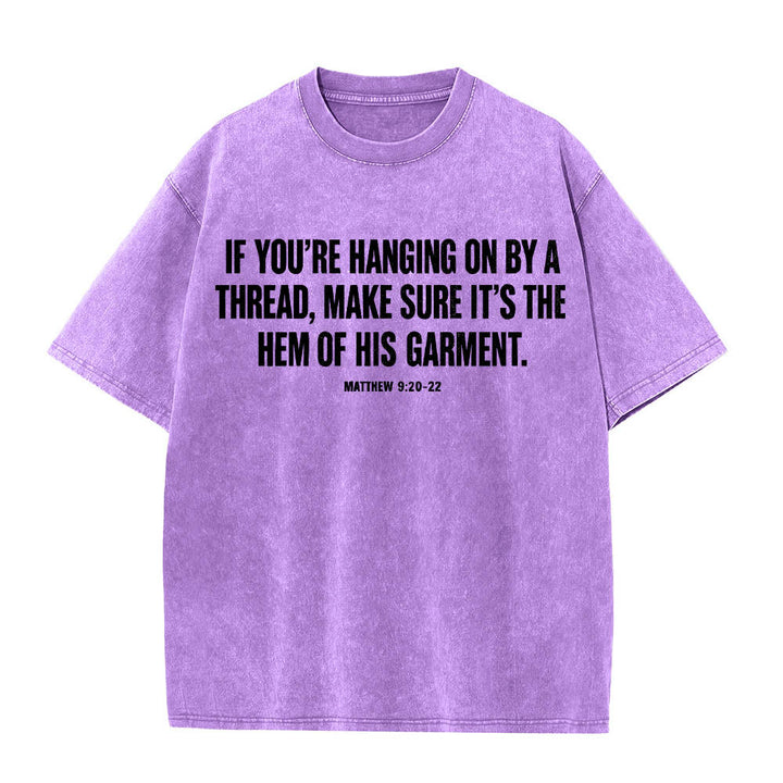 Christianartworkshop Matthew 9:20‑22 Faith Quote Front Bleeding Woman Touch Christ Robe Line Art Rear Print Washed T‑Shirt - image 19
