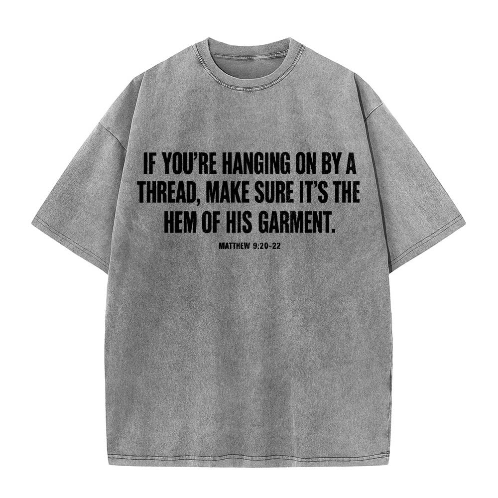 Christianartworkshop Matthew 9:20‑22 Faith Quote Front Bleeding Woman Touch Christ Robe Line Art Rear Print Washed T‑Shirt - image 7