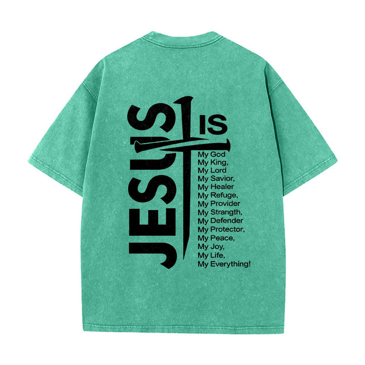Christianartworkshop Front Mini Emblem Back Large Jesus Cross Attribute List Dual-Side Print Washed T‑Shirt - image 17