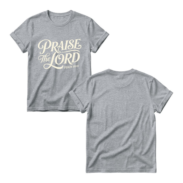Christianartworkshop Ornate Curly Script Praise The Lord Psalm 150:6 Women’s Crewnecks T-shirt - image 9