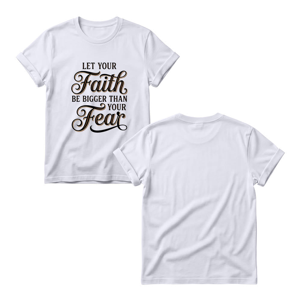 Christianartworkshop Decorative Cursive Key Faith & Fear Word Accent Casual Women’s Crewnecks T-shirt - image 2
