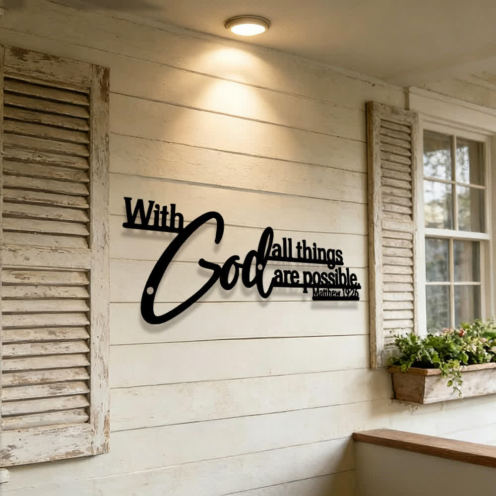 Christianartworkshop Mathew 19:26 Scripture With God All Things Are Possible Metal Wall Decor - image 2