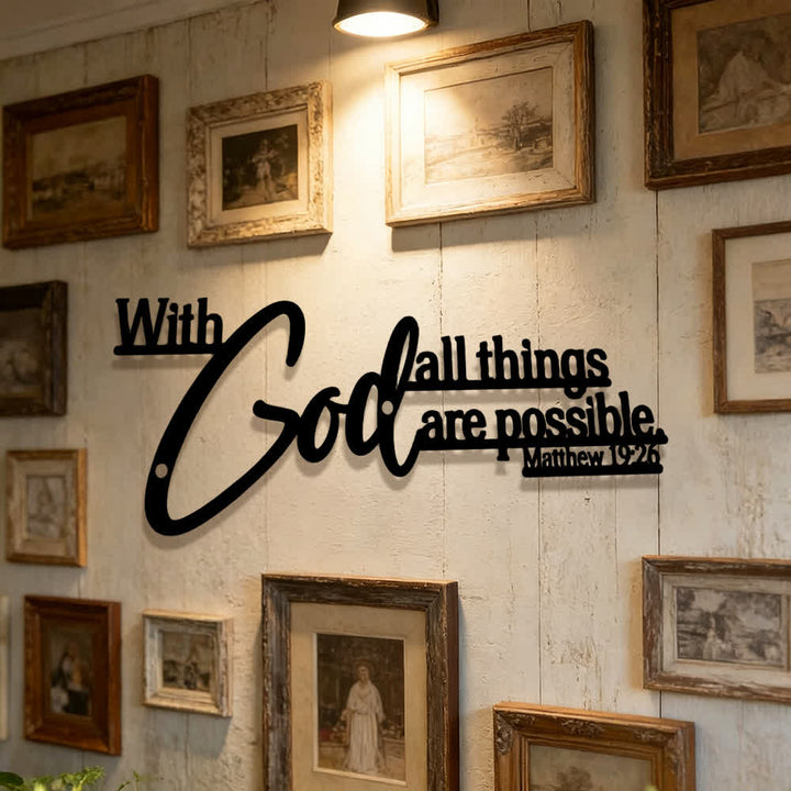 Christianartworkshop Mathew 19:26 Scripture With God All Things Are Possible Metal Wall Decor - image 4